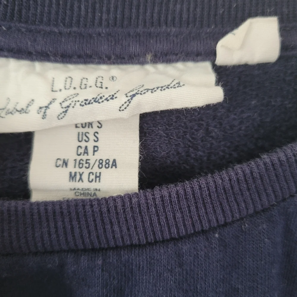 H&M L.O.G.G. Rainbow Striped Long Sleeve Crew Neck Dark Blue Sweatshirt - Picture 8 of 9